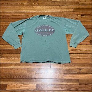 Authentic Pigment Anvil Shirt Mens Size Large Green Galilee Rhode Island Logo